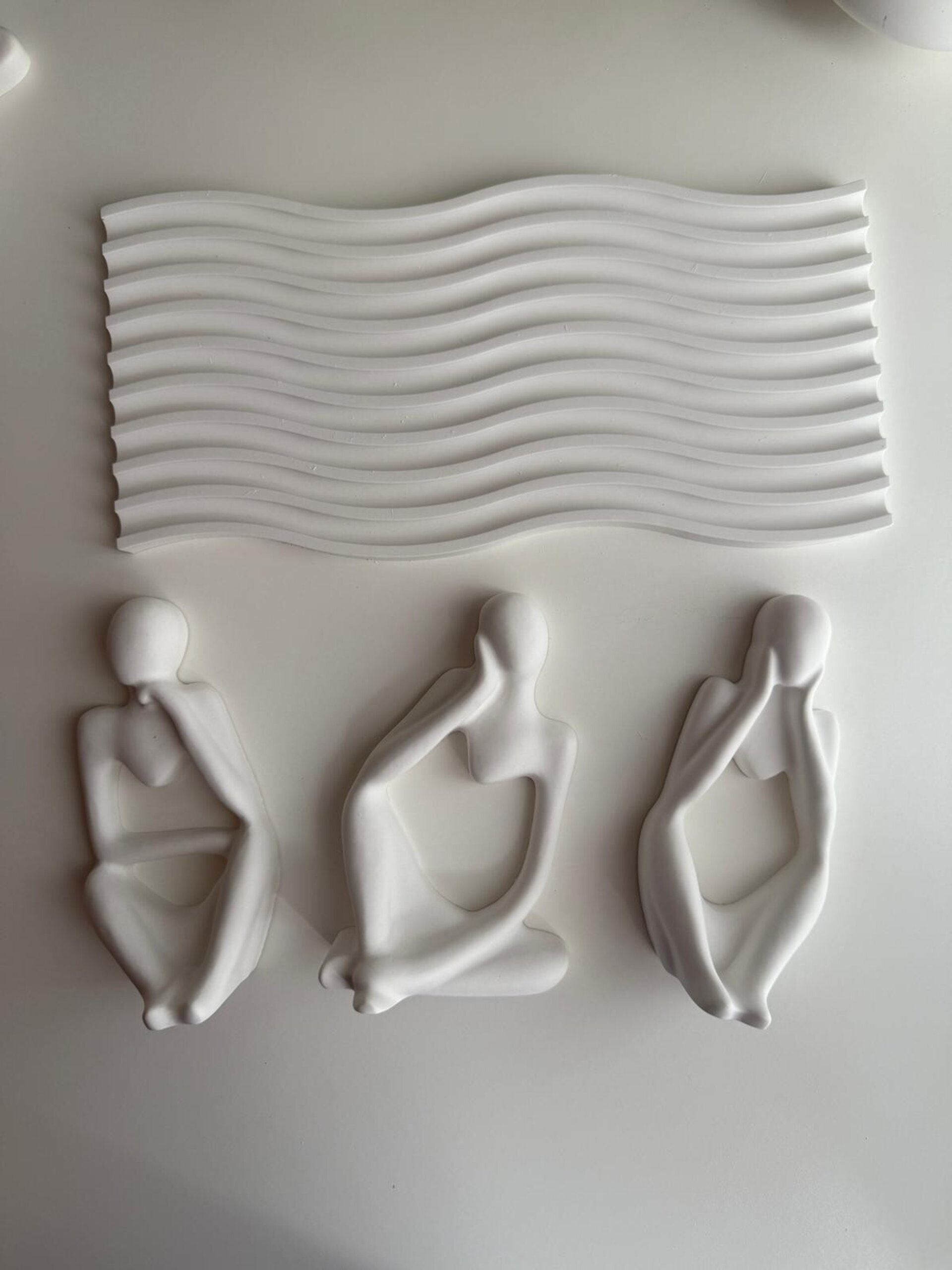 Conjunto Esculturas Pensador Blanco en Yeso Cerámico – Decoración Minimalista - 5