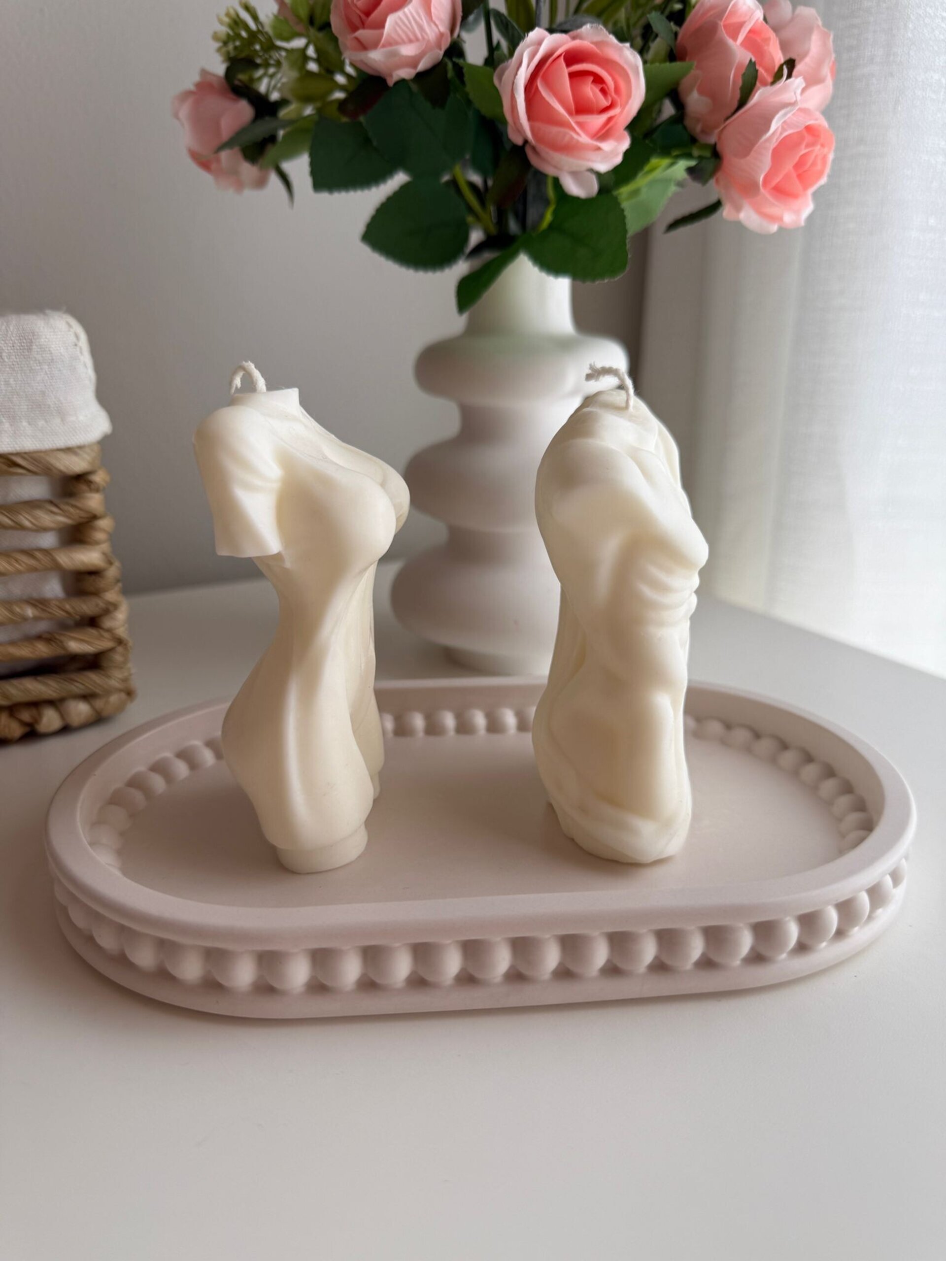 Velas Decorativas Bustos Hombre y Mujer – Blanco Crema o Nude - 5