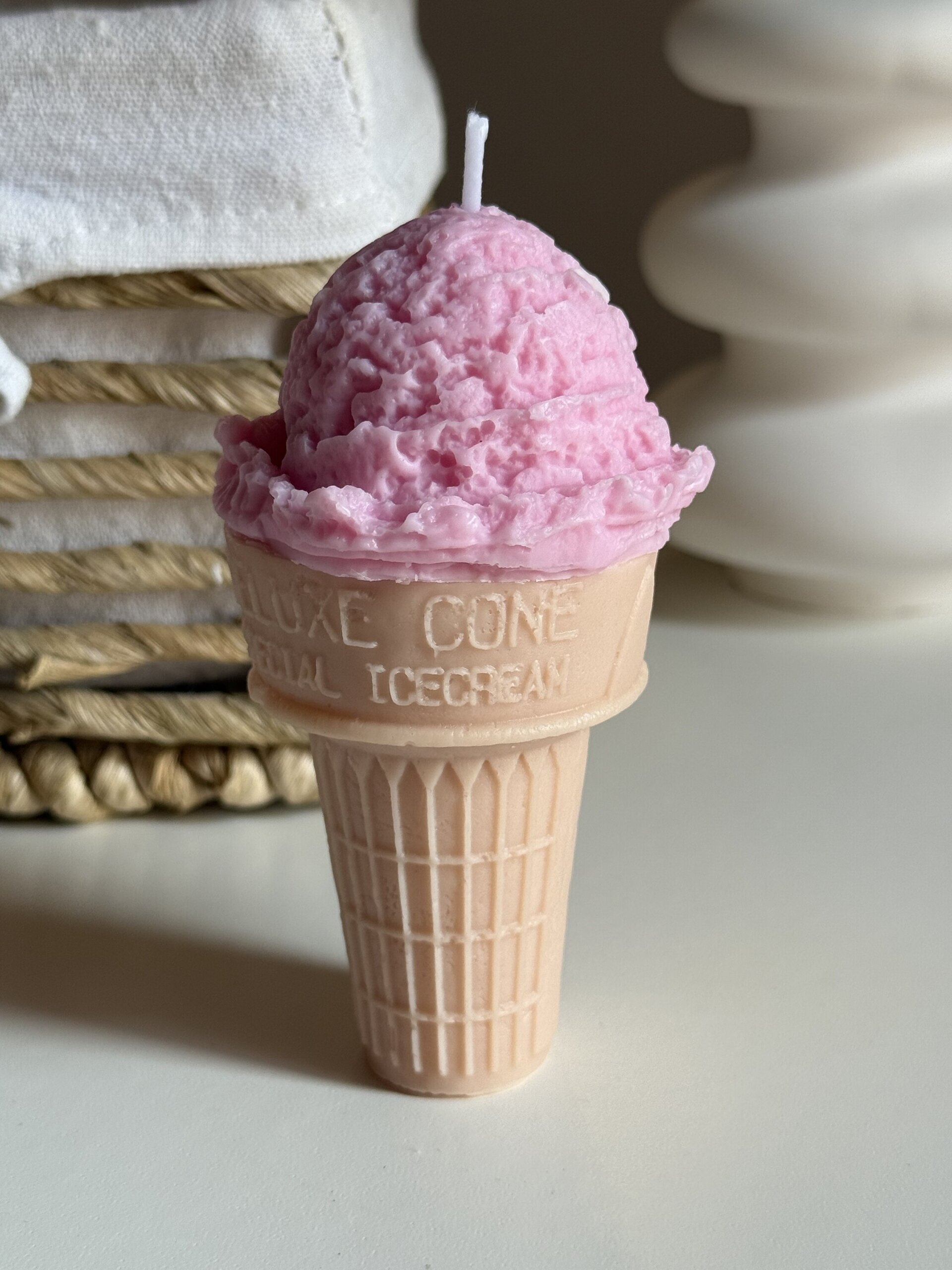 Vela con forma de helado – Cucurucho con bola de fresa - 4
