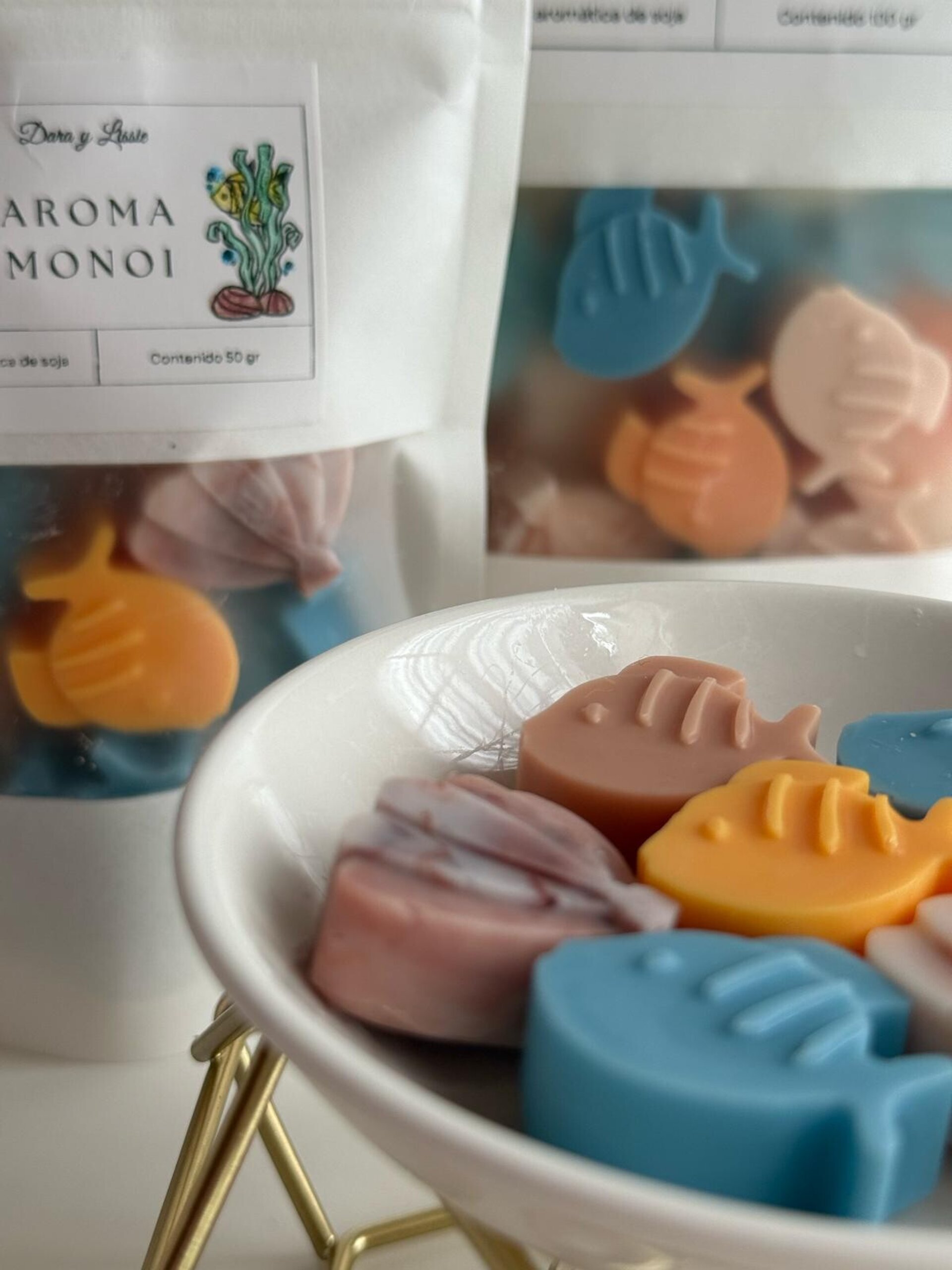 Wax Melts Aromáticos Aroma Monoi – Ceras Aromáticas en Forma de Peces y Conchas, - 2