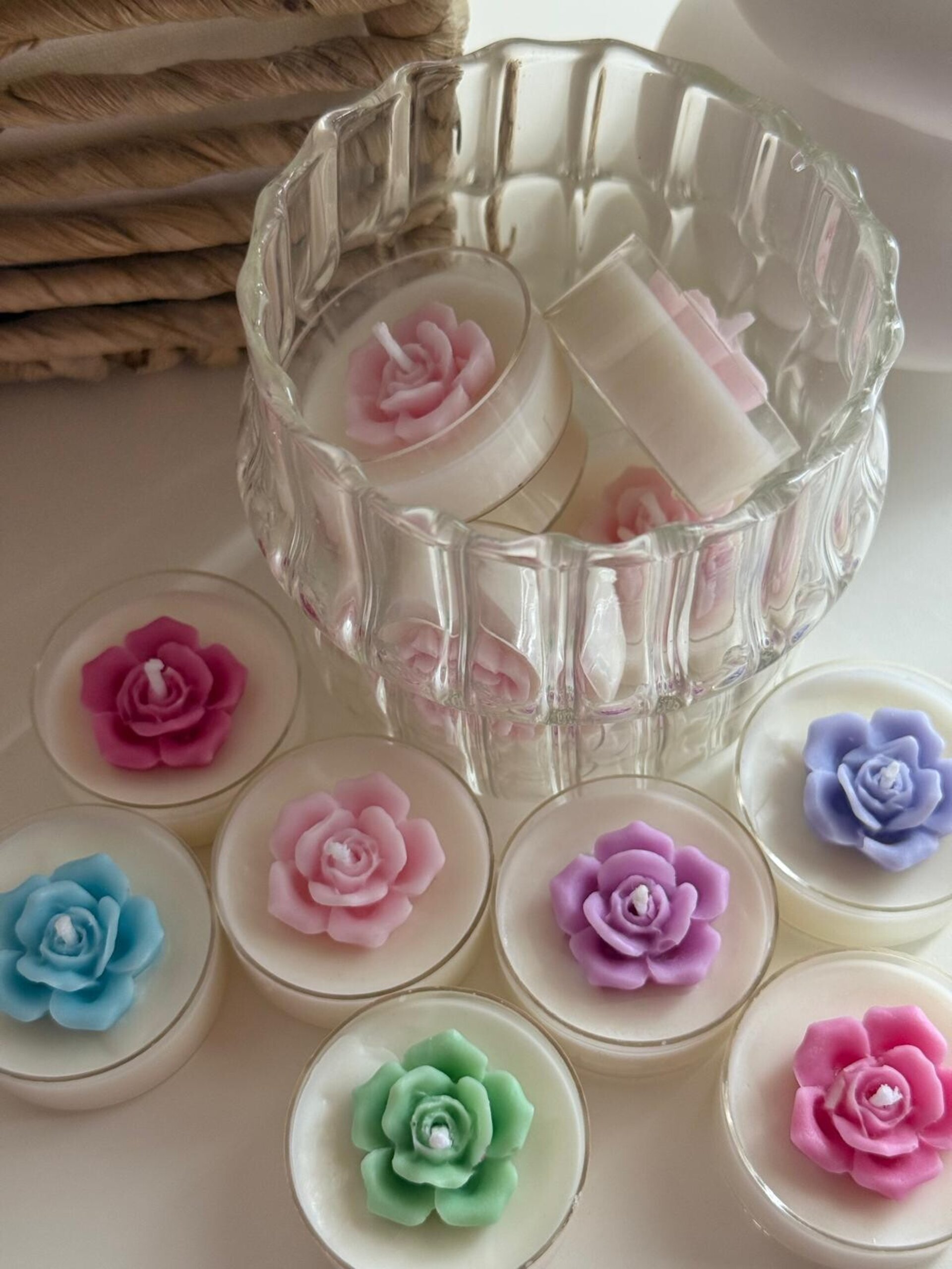 Velas de te decorativas - Rosas - 3