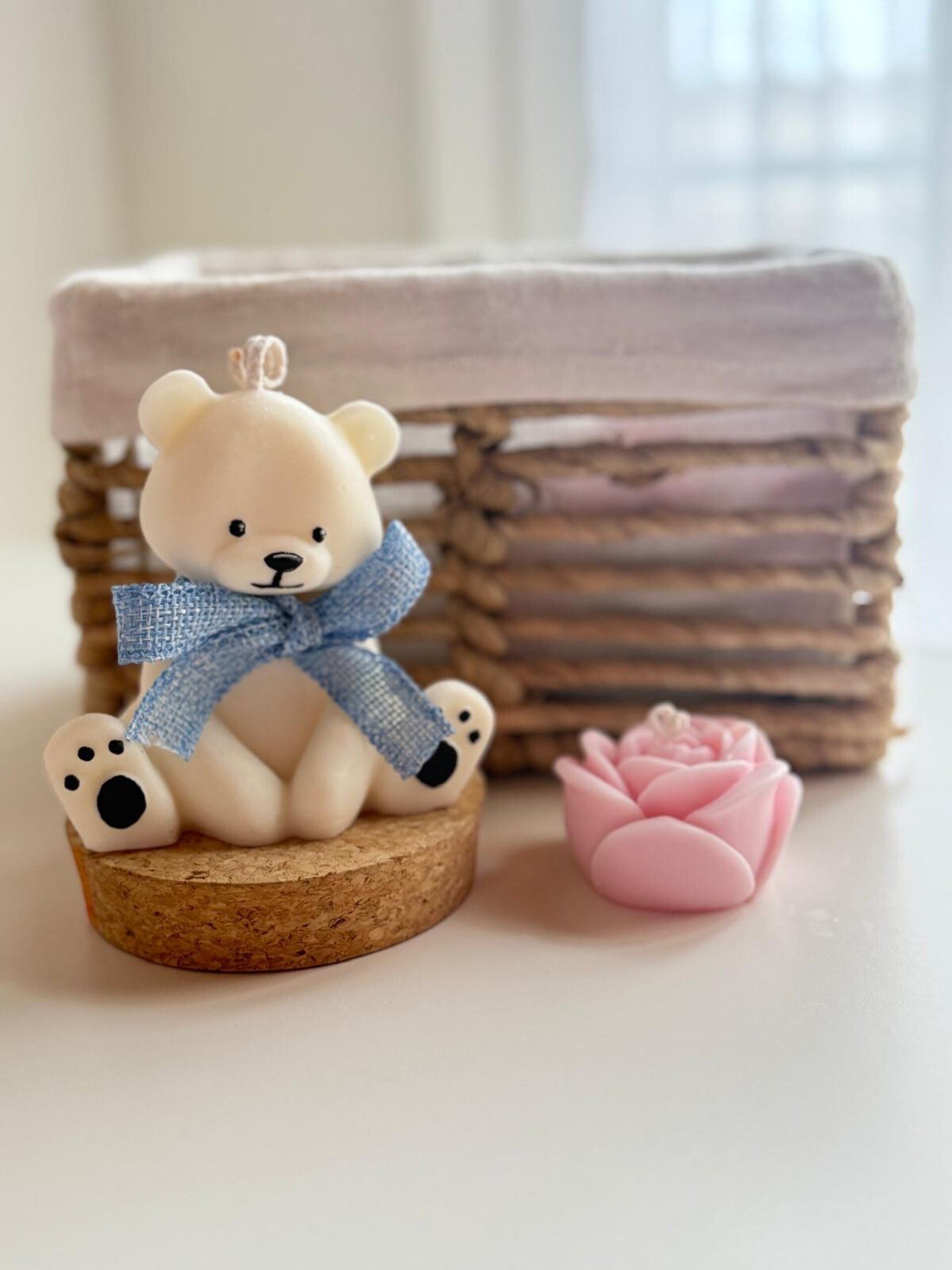 Vela Decorativa Baby Bear – Vela en Forma de Osito con Lacito, Ideal para Regalo - 3