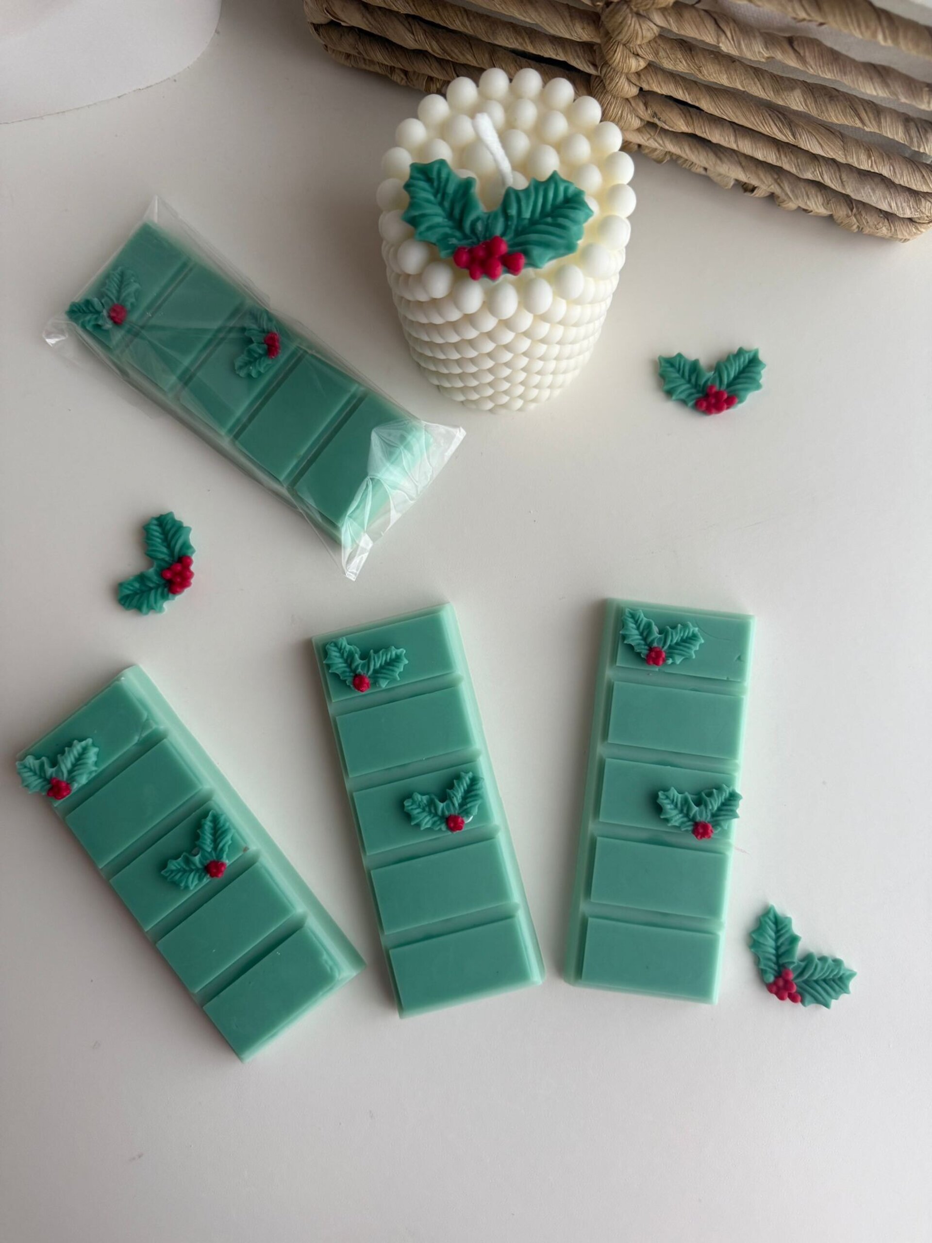 Wax melts aroma a acebo navideño - fragancia fresca y festiva - 2