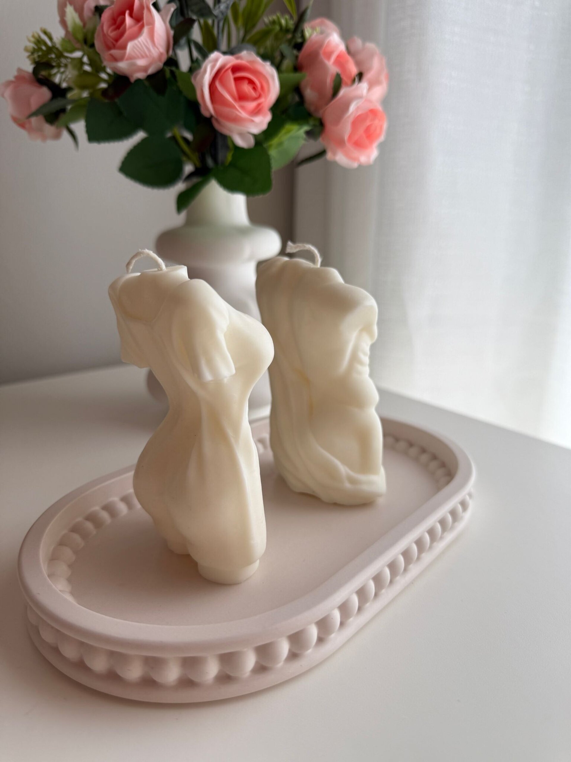 Velas Decorativas Bustos Hombre y Mujer – Blanco Crema o Nude - 2