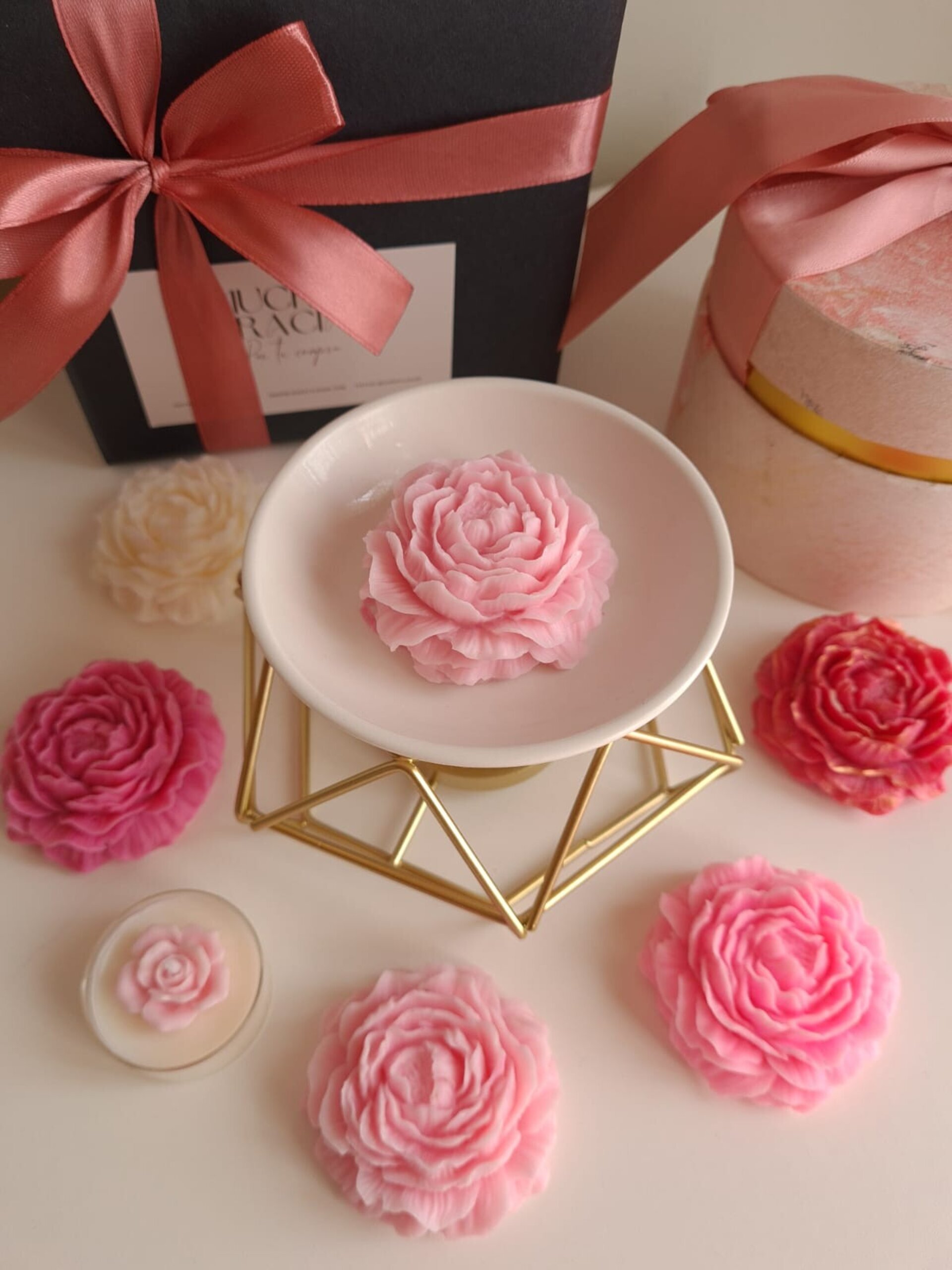 Conjunto Elegante de Peonías Aromáticas con Quemador y velas de té - 13