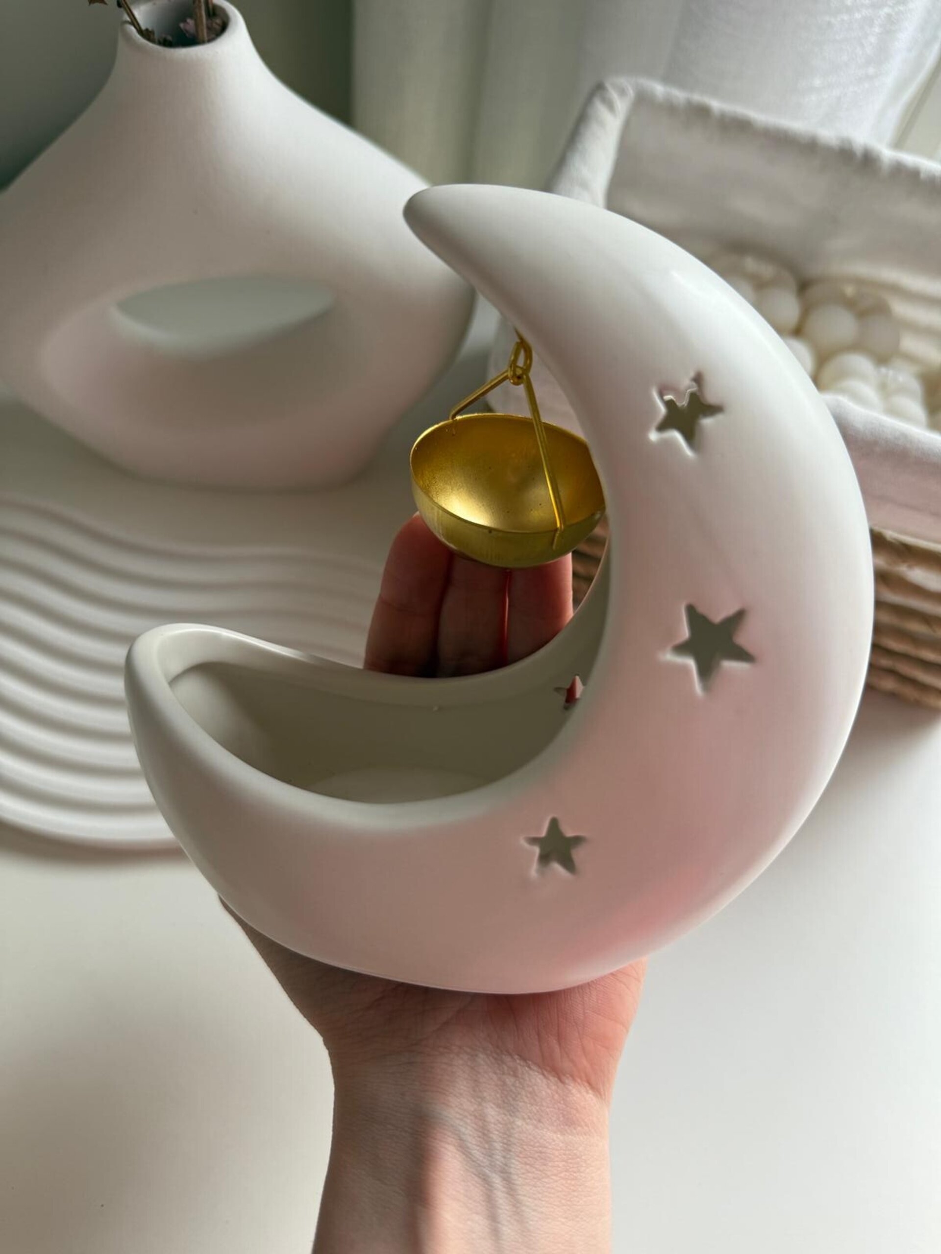 Quemador de Cerámica Media Luna para Wax Melts y Aceites Aromáticos - 2