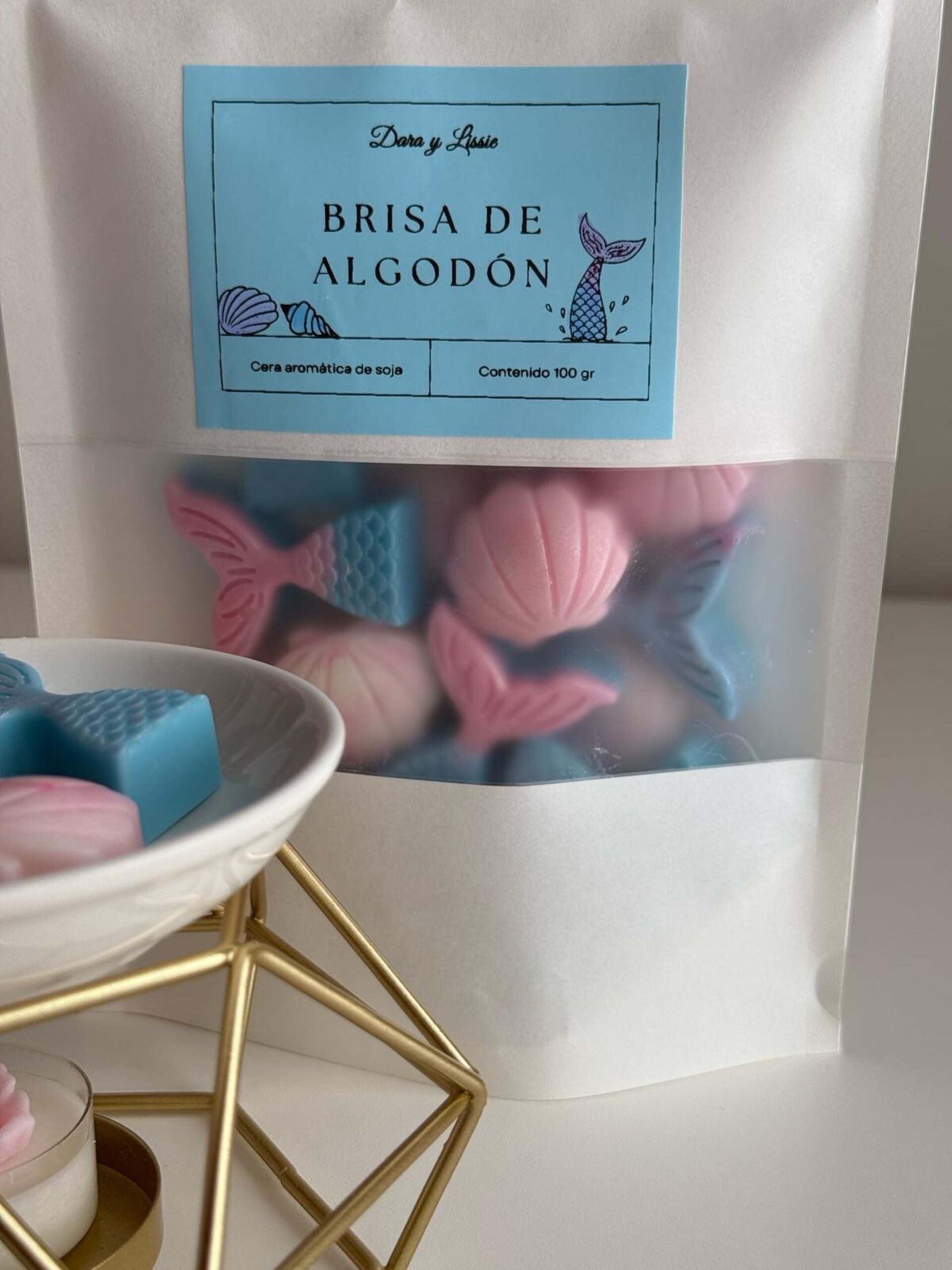 Wax Melts Brisa de Algodón – Ceras Aromáticas Colas de Sirena y conchas - 3
