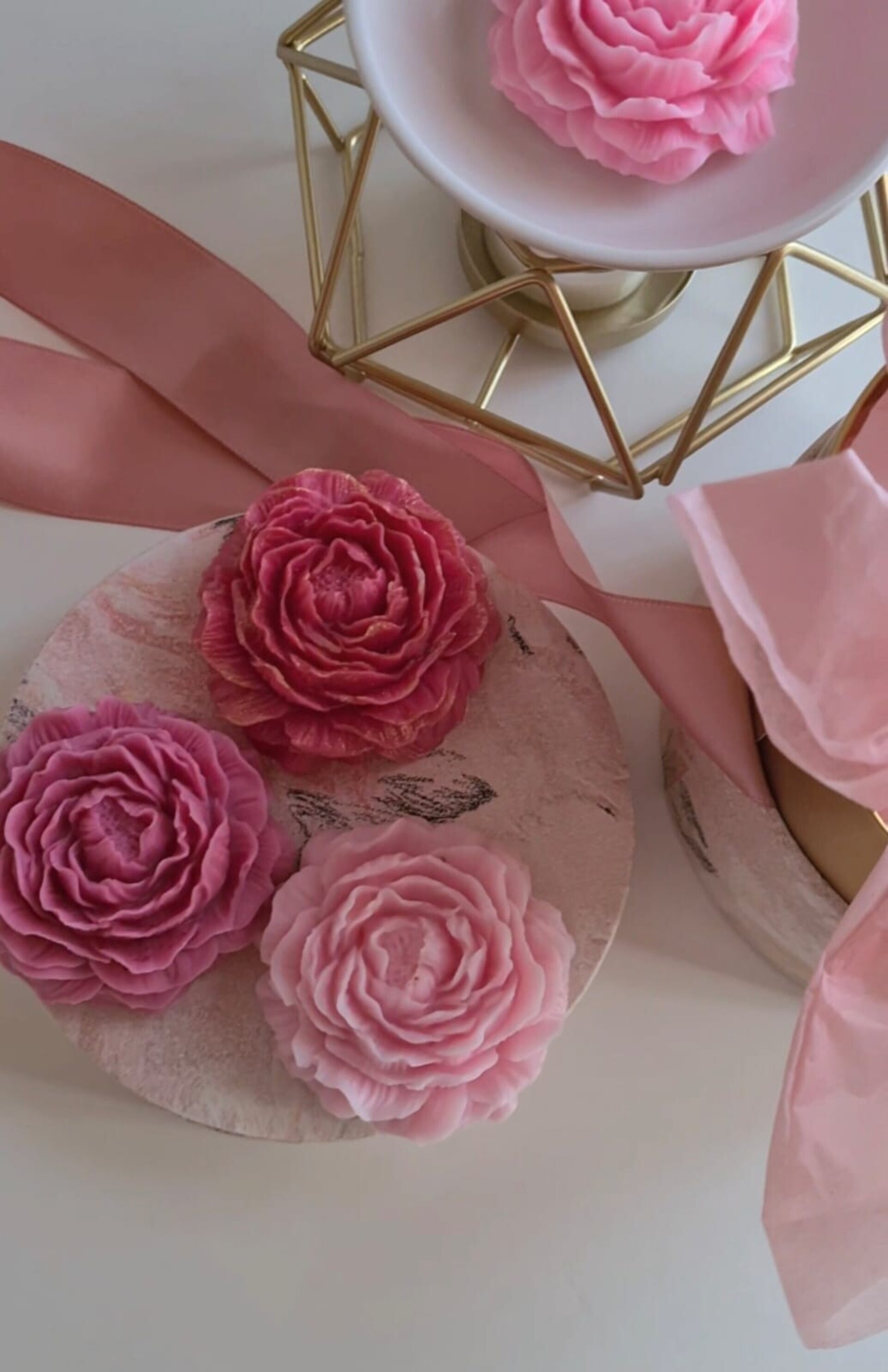 Conjunto Elegante de Peonías Aromáticas con Quemador y velas de té - 12