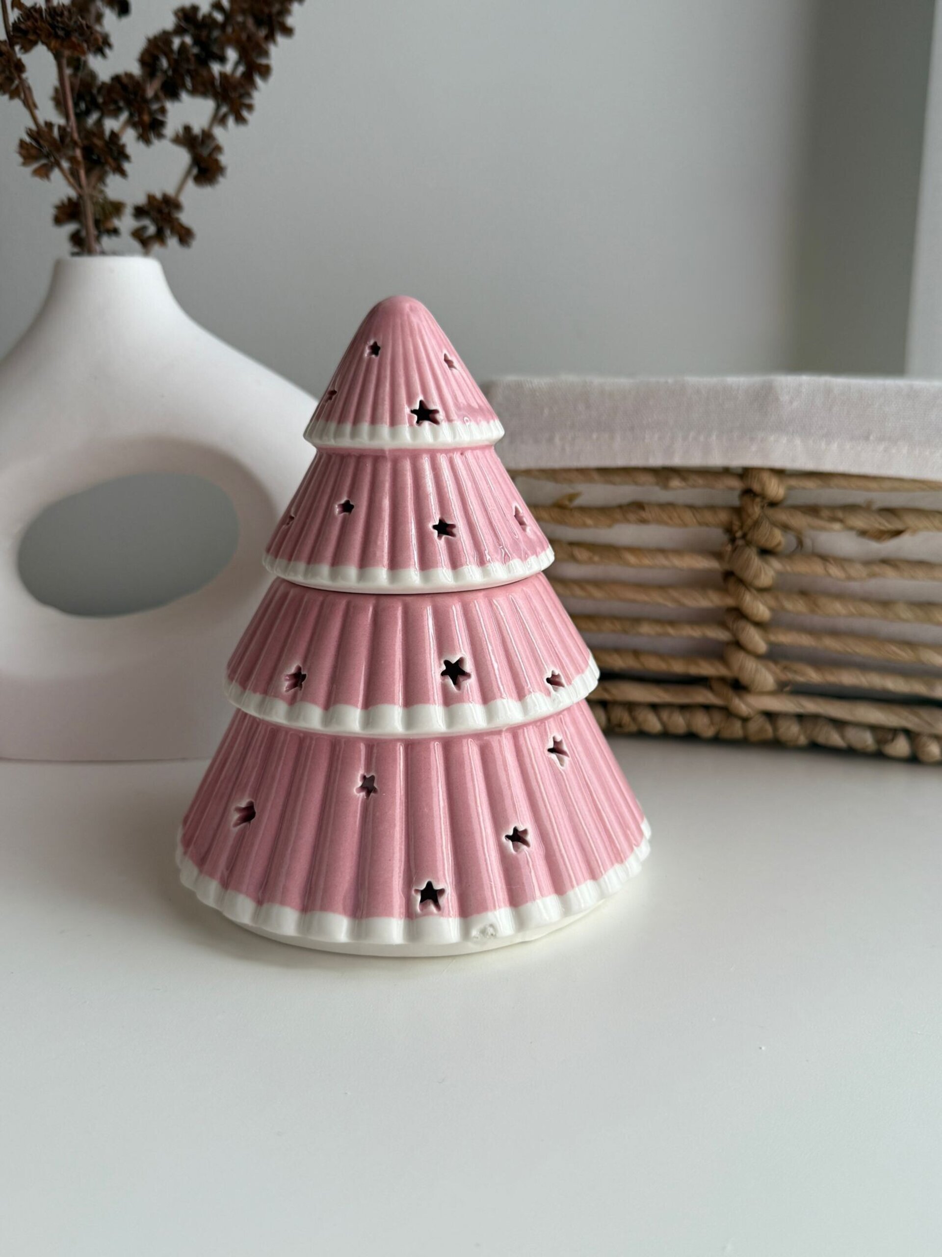 Quemador de cerámica Árbol Rosa y Blanco - 3