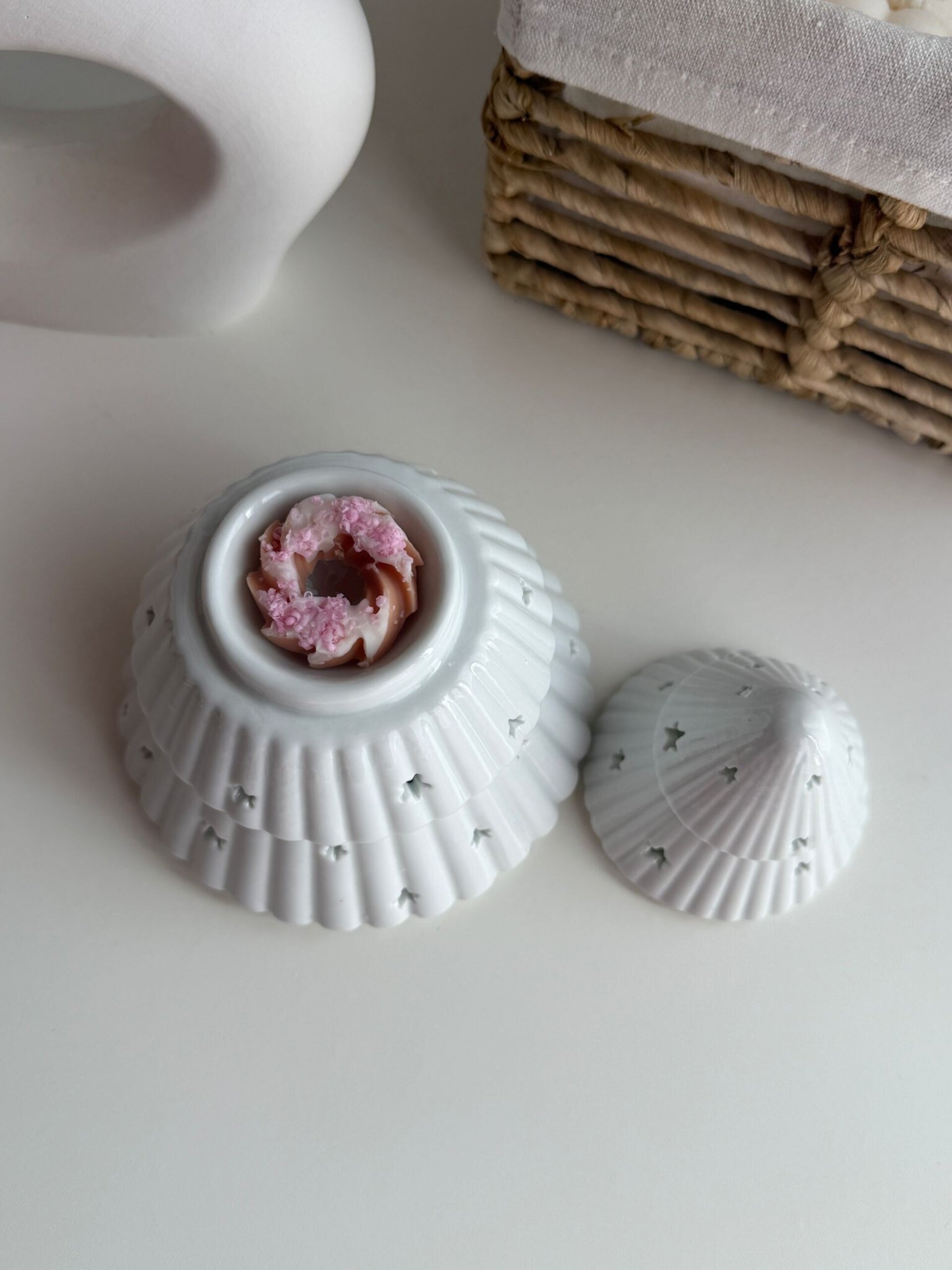 Quemador de cerámica Árbol Rosa y Blanco - 4