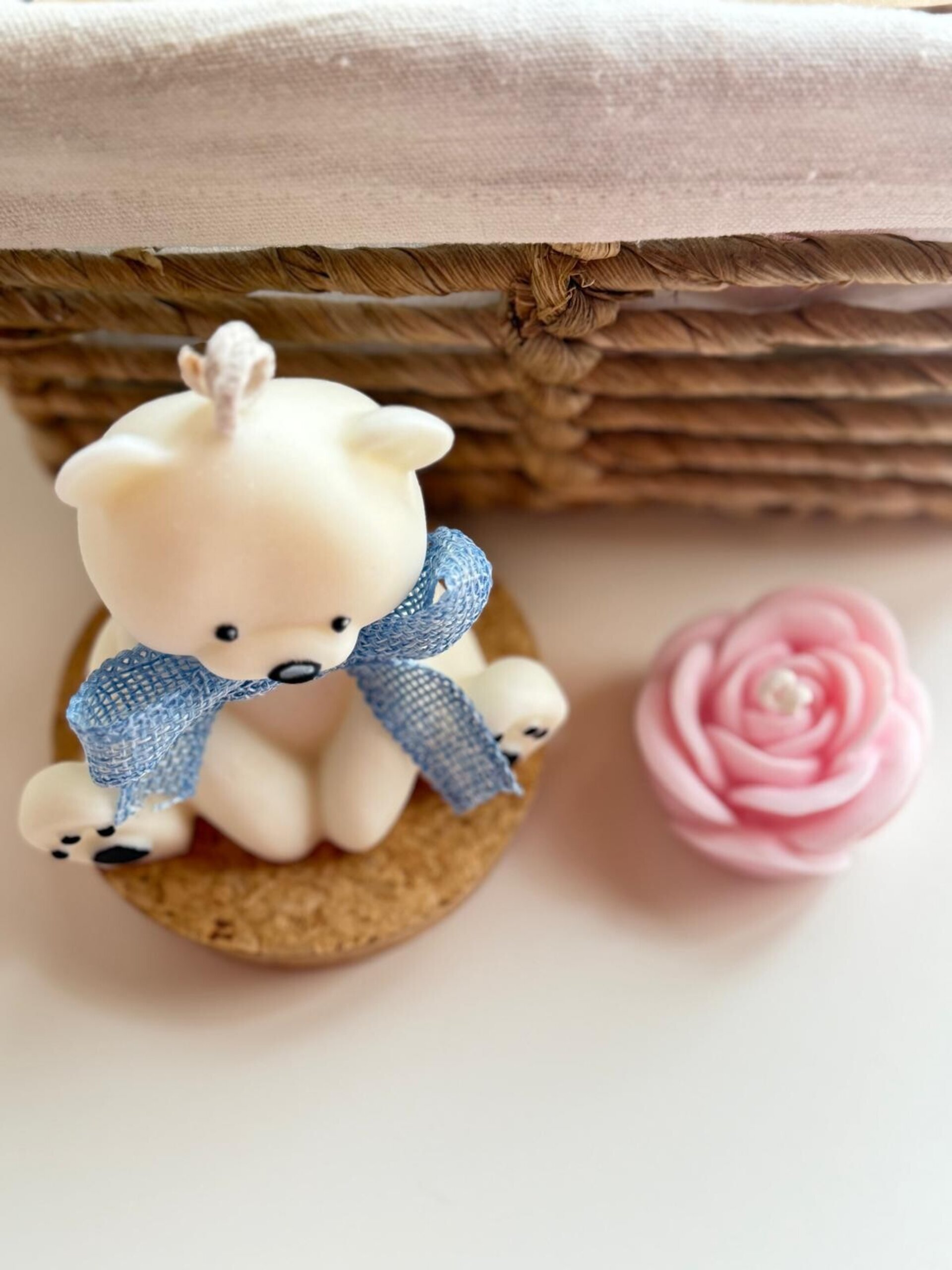 Vela Decorativa Baby Bear – Vela en Forma de Osito con Lacito, Ideal para Regalo - 4