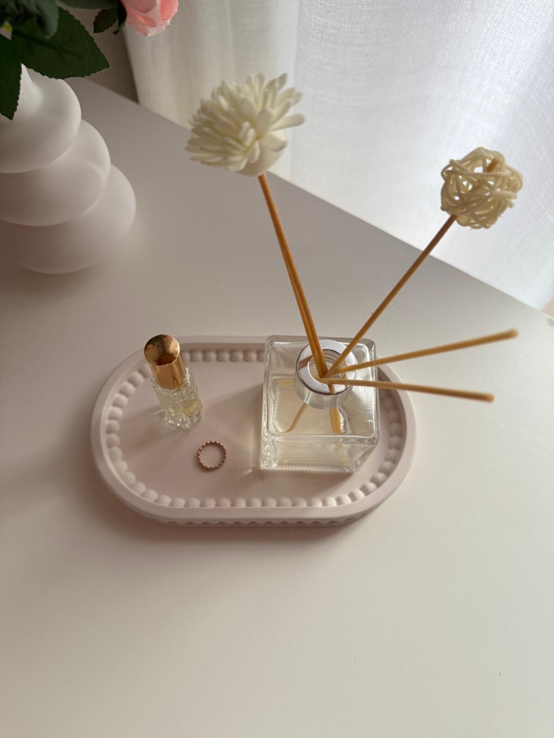 Bandeja Decorativa con Borde de Cuentas – Organizador Elegante y Versátil - 4