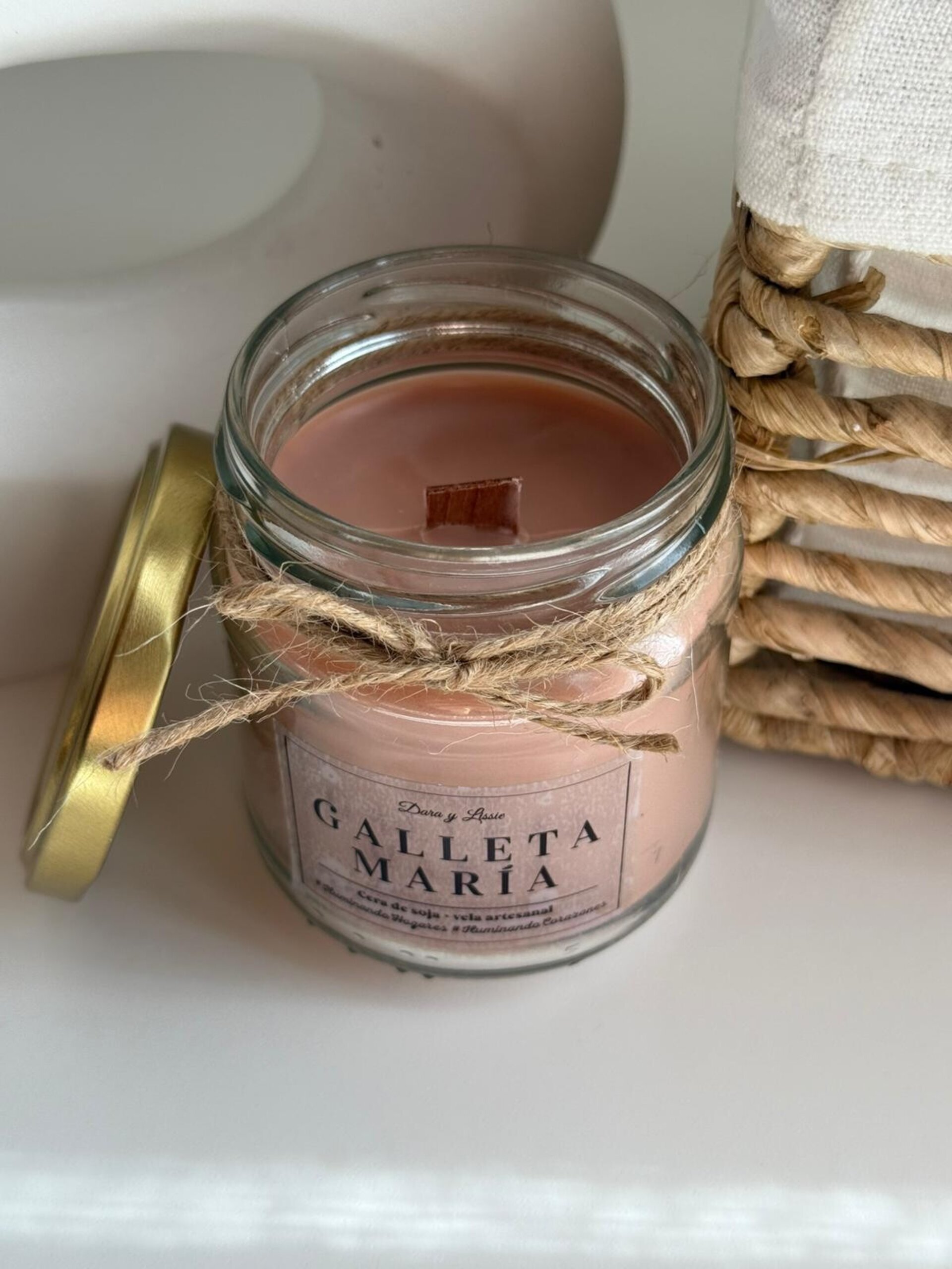 Vela de soja Galleta María con mecha de madera crepitante | El aroma de siempre - 2