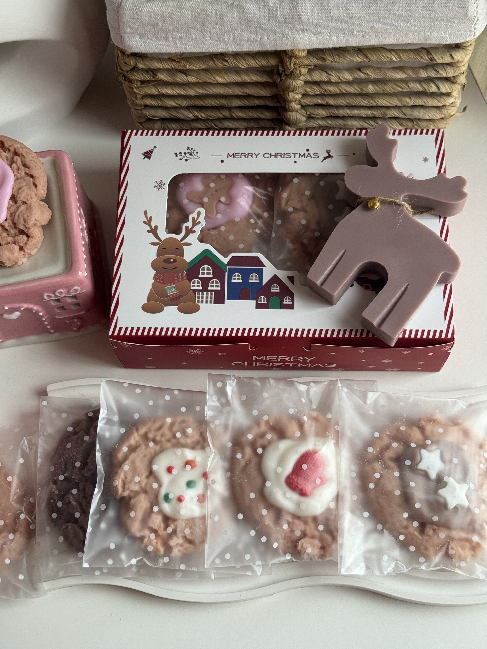 Cajas lote wax melts galleta + vela grande reno/árbol de Navidad - 3