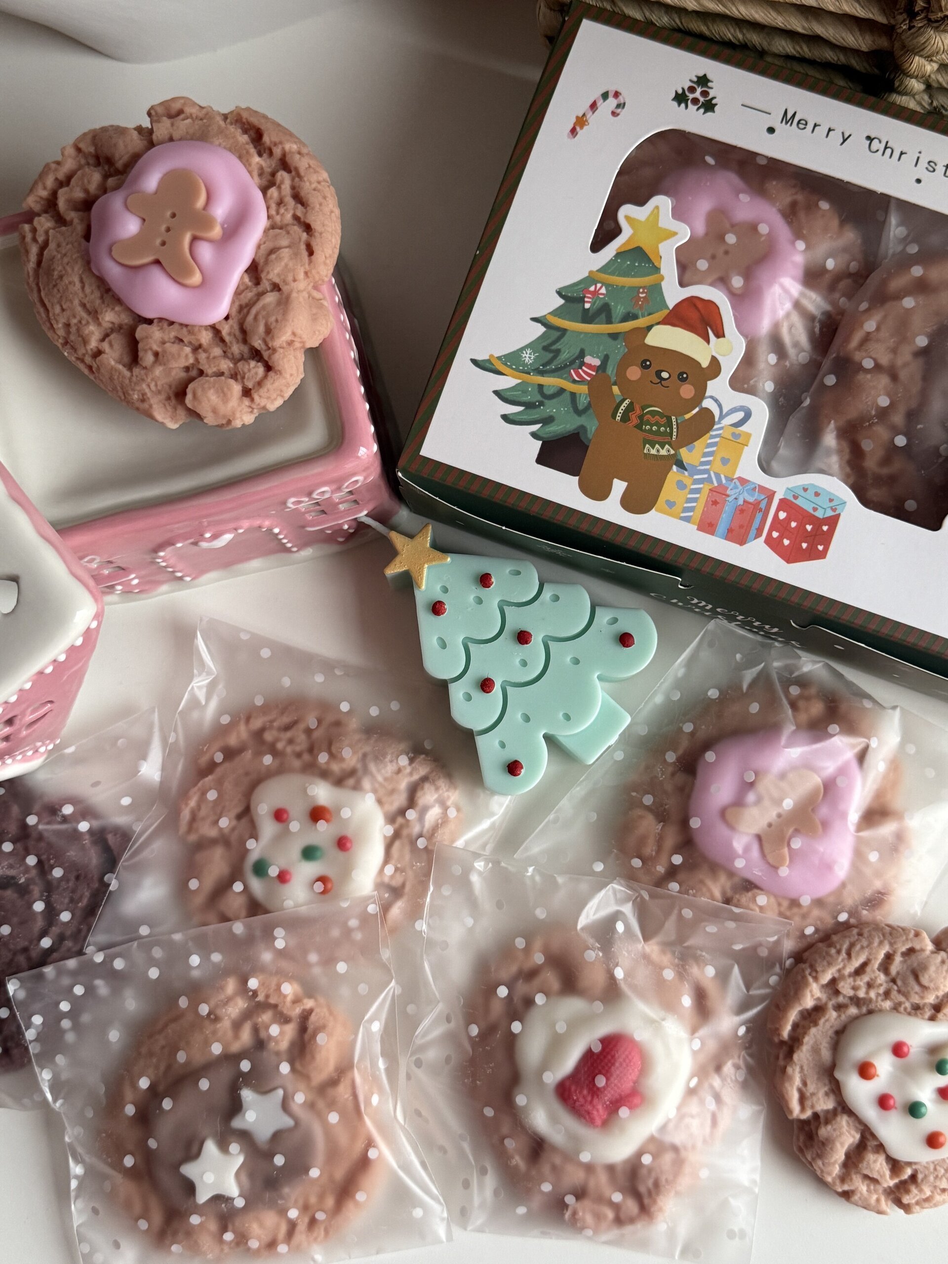 Pack Quemador + Cajas wax melts galleta + vela grande reno/árbol de Navidad - 1