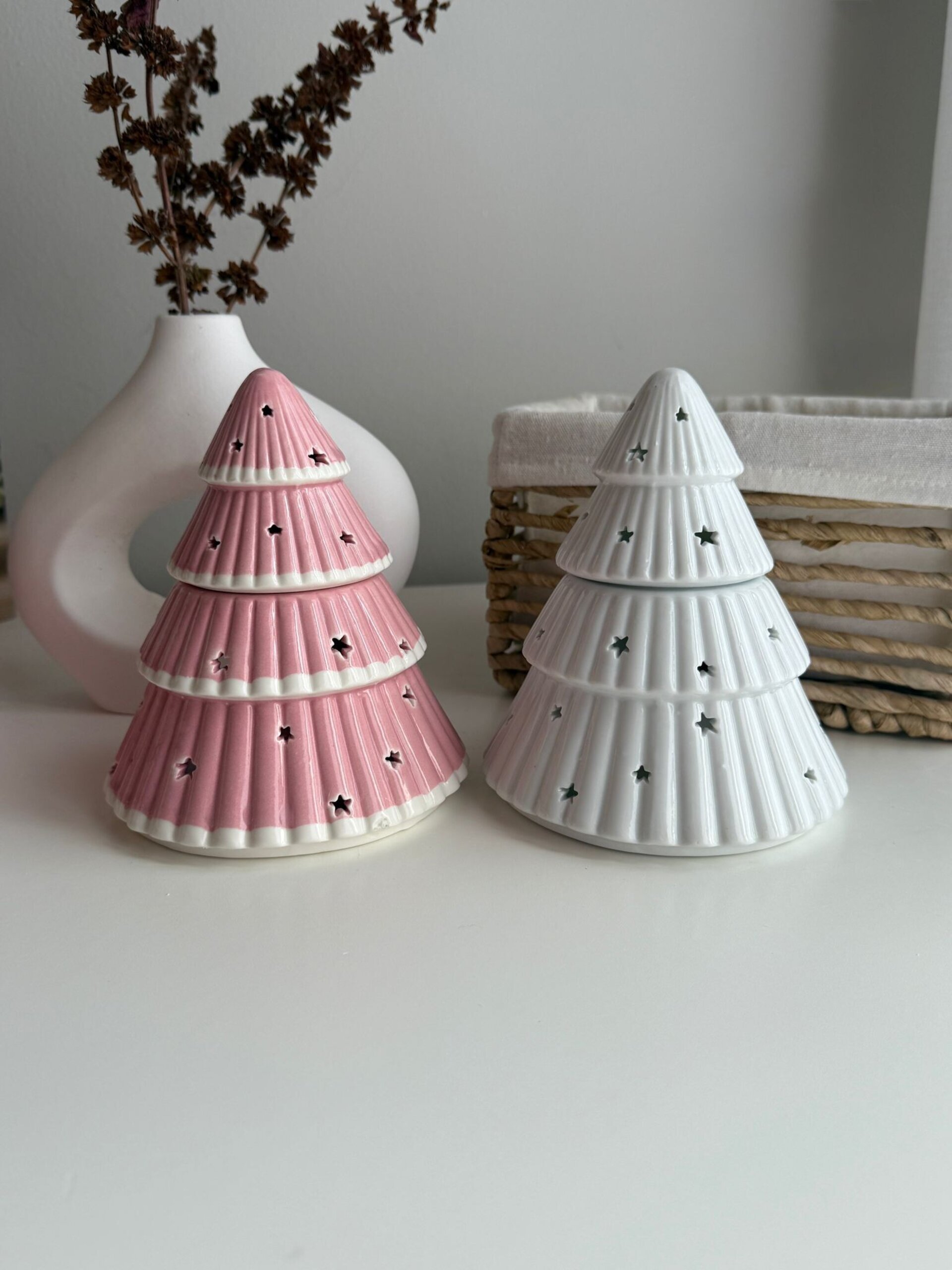 Quemador de cerámica Árbol Rosa y Blanco - 7