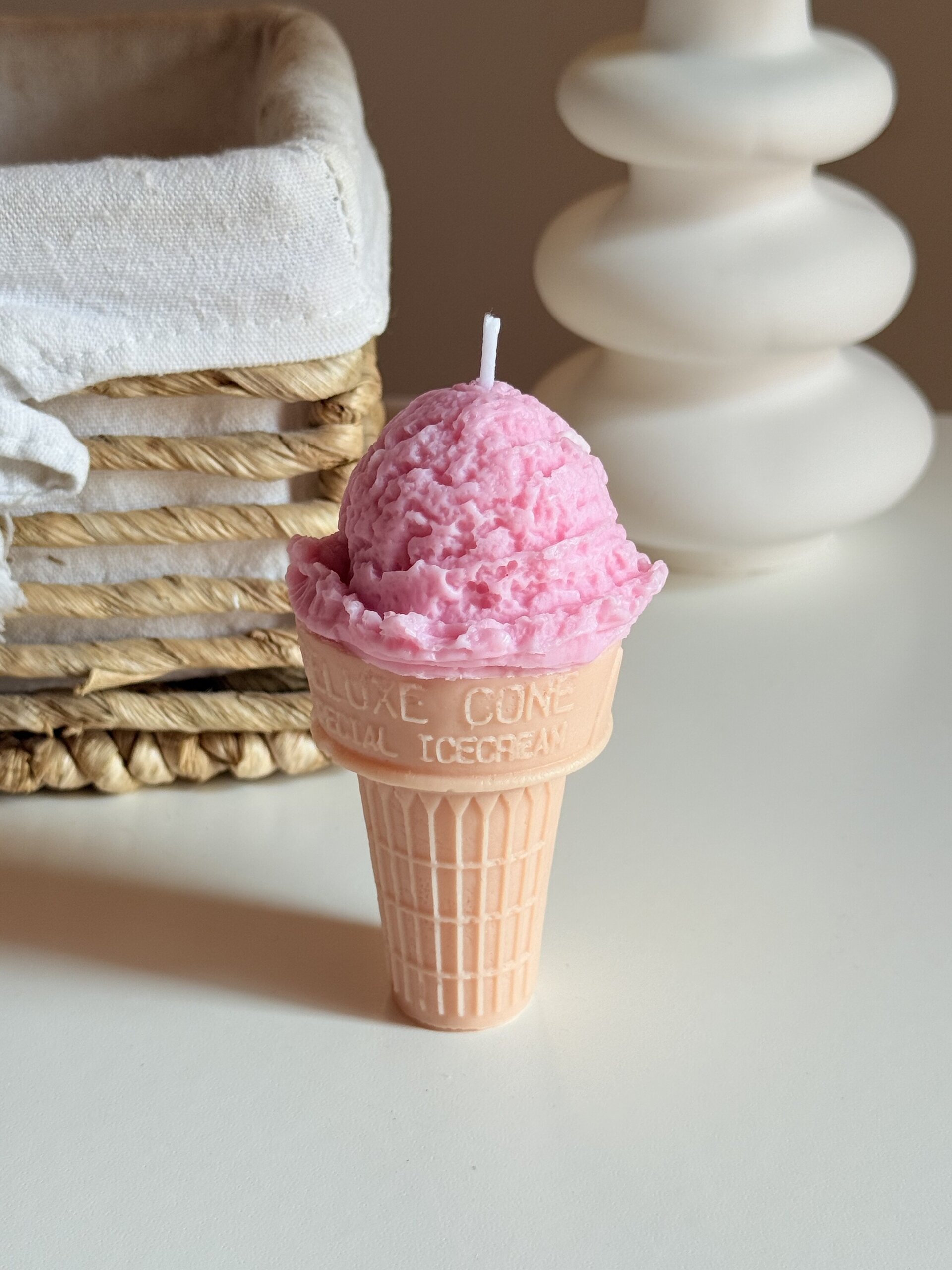 Vela con forma de helado – Cucurucho con bola de fresa - 3