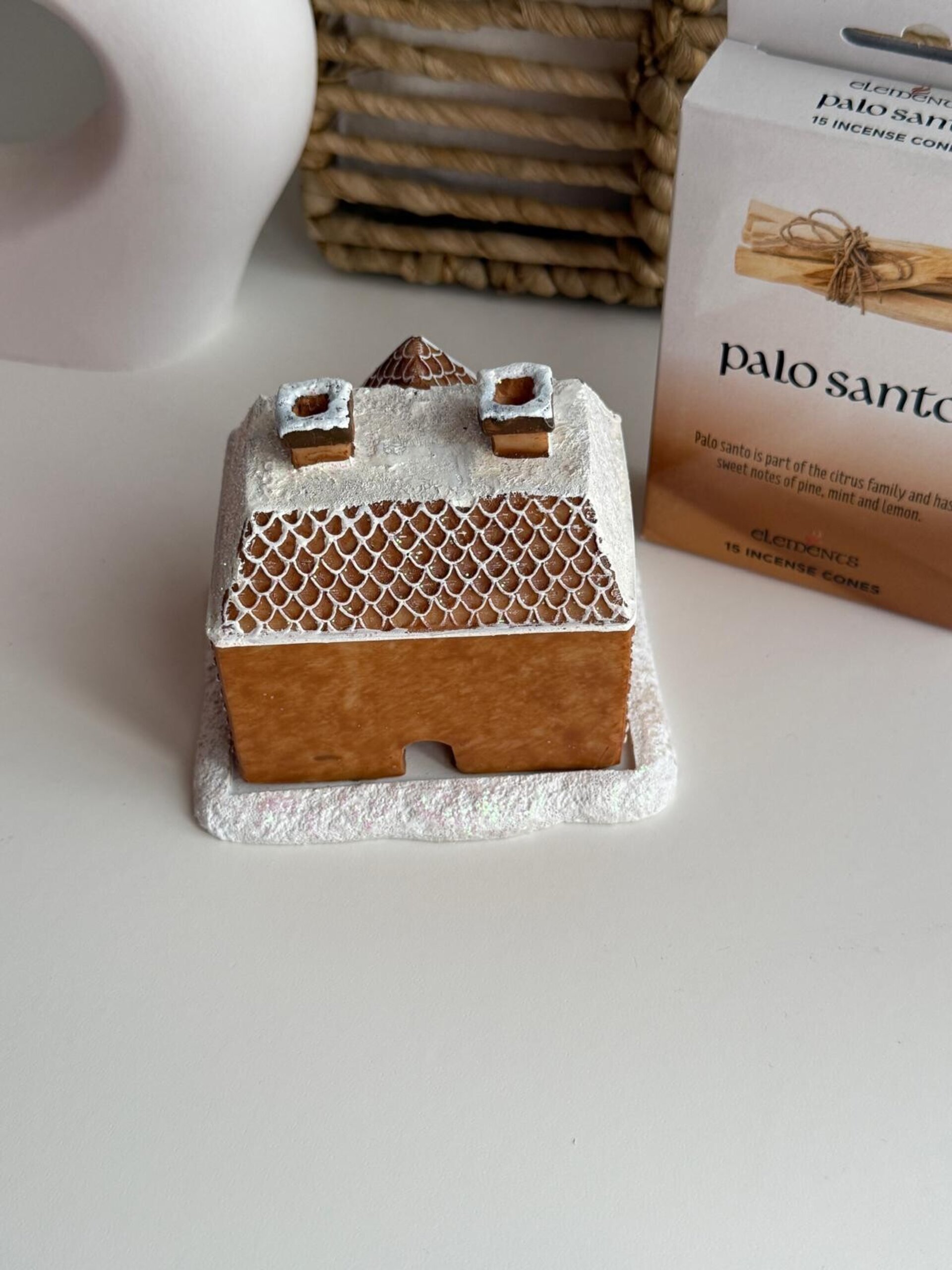 Quemador de incienso Casa de Jengibre dos chimeneas + Caja de incienso - 3