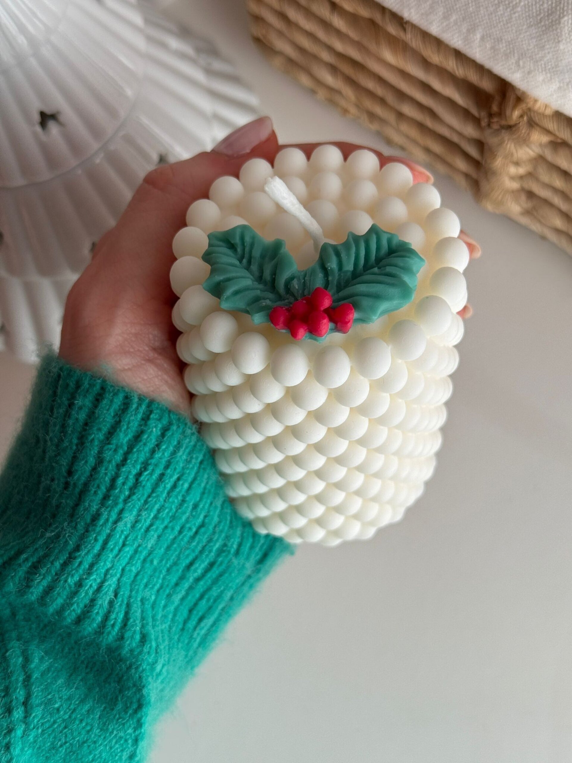 Vela Pilar de Navidad – Acebo Artesanal - 2