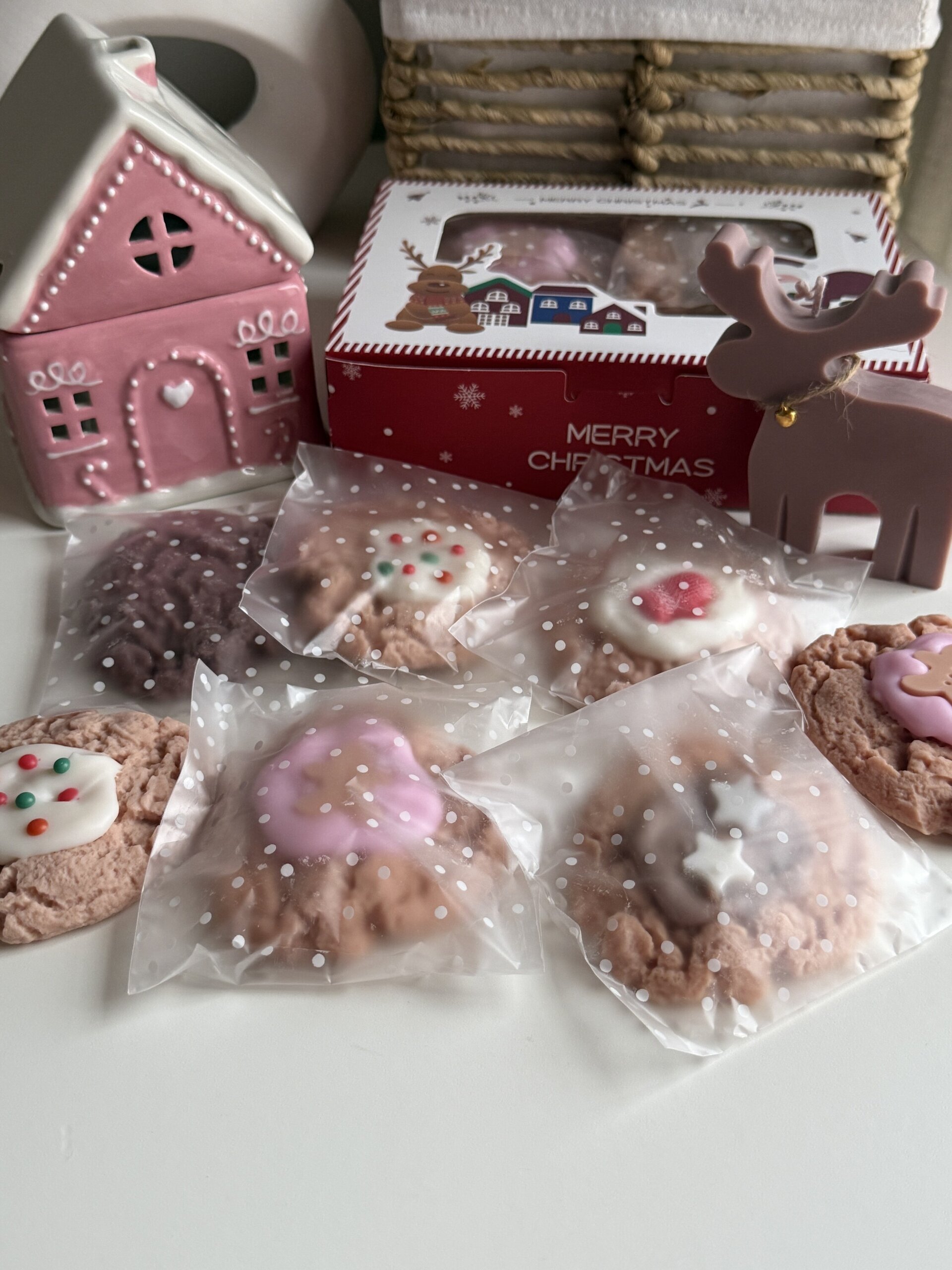 Pack Quemador + Cajas wax melts galleta + vela grande reno/árbol de Navidad - 3