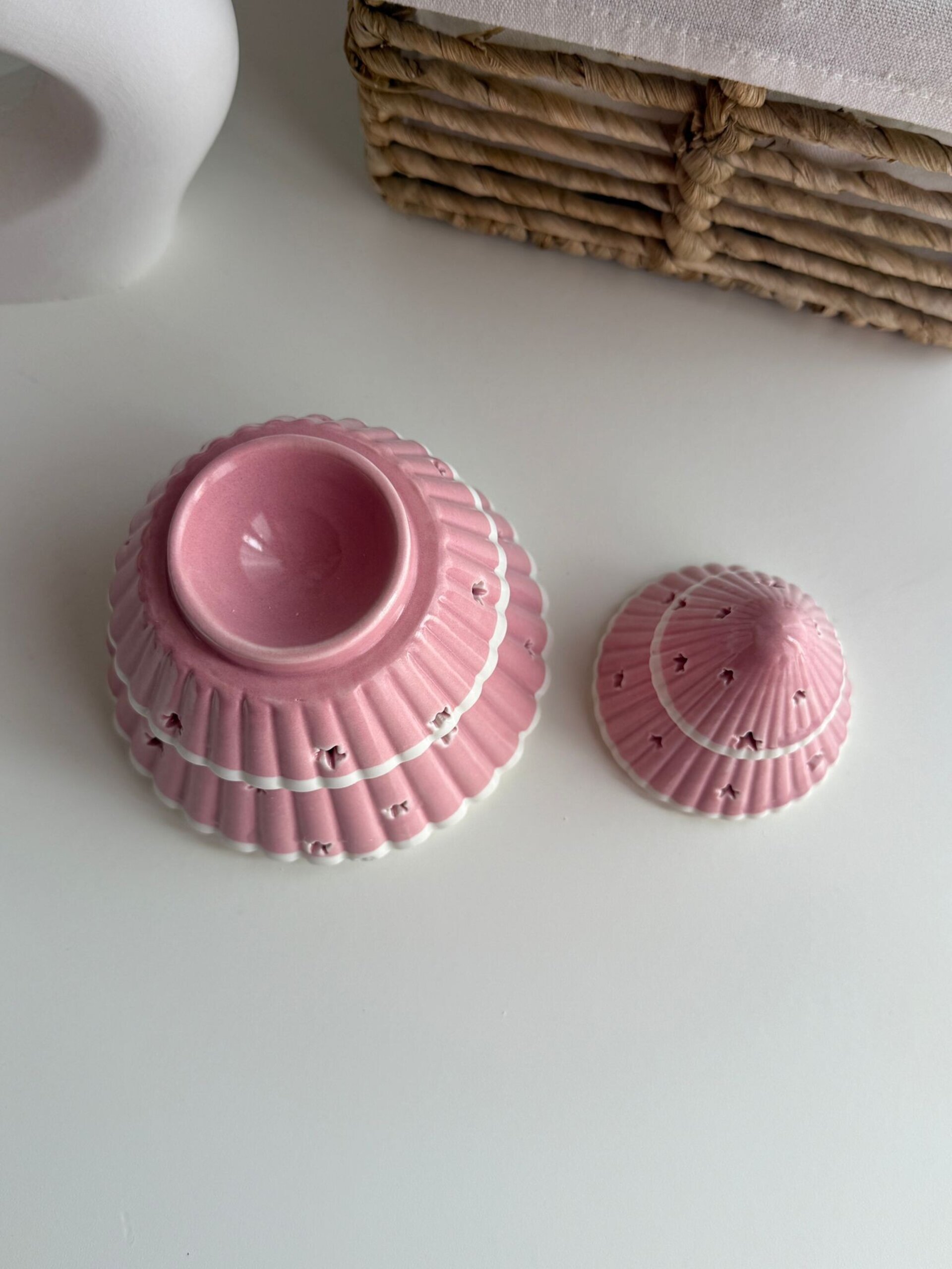 Quemador de cerámica Árbol Rosa y Blanco - 5