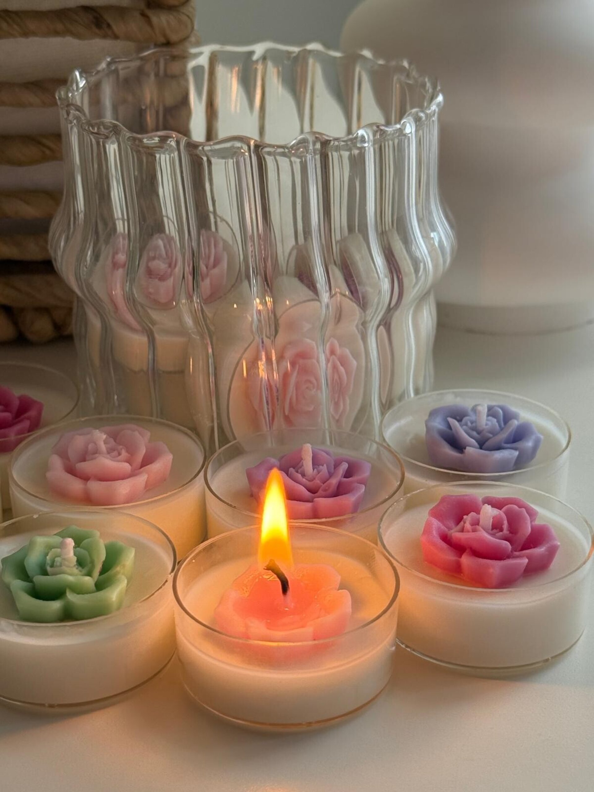 Velas de te decorativas - Rosas - 2