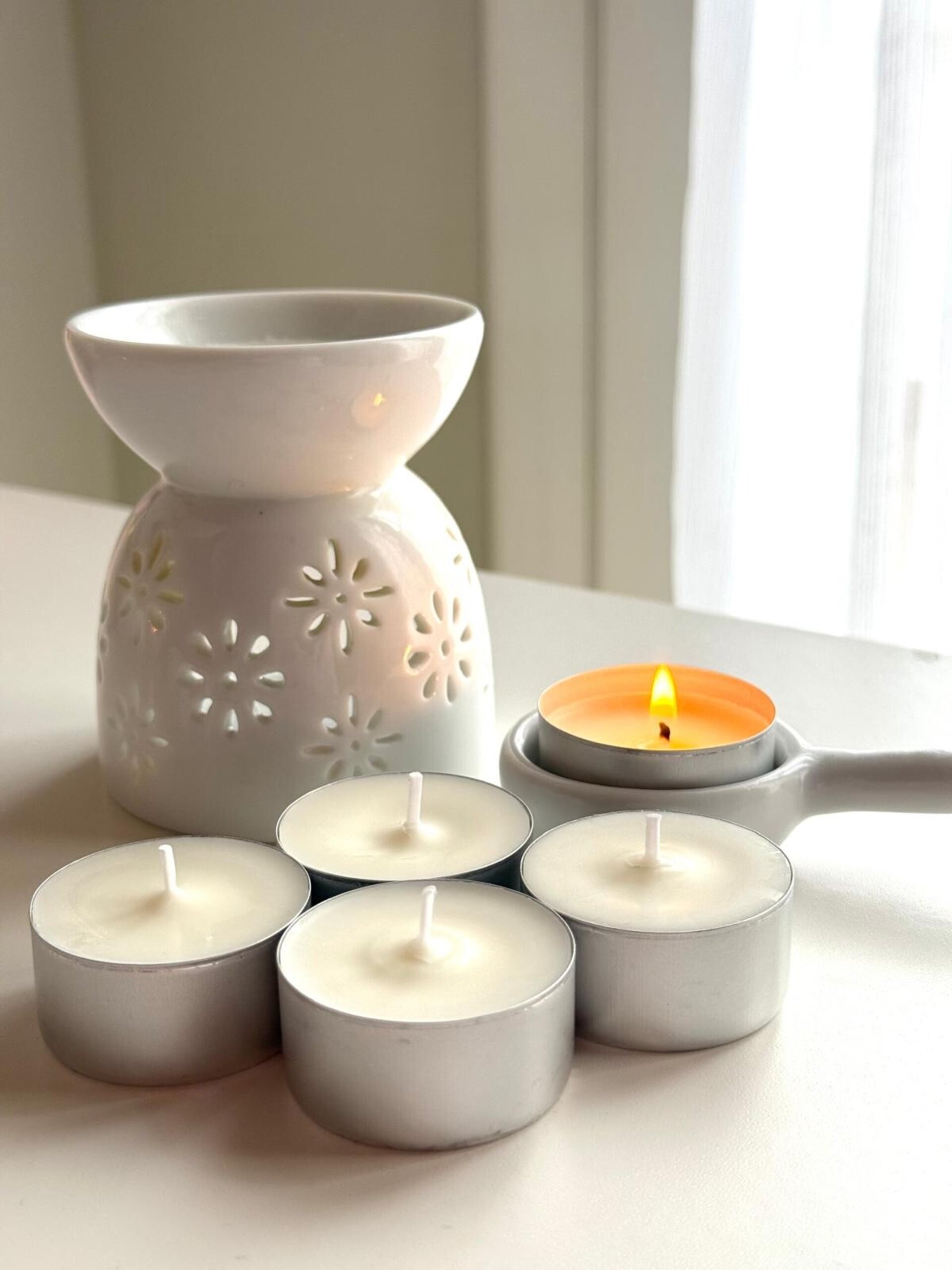 Velas de Té Artesanal de Cera de Soja Natural - Sin Aroma para Quemadores - 3