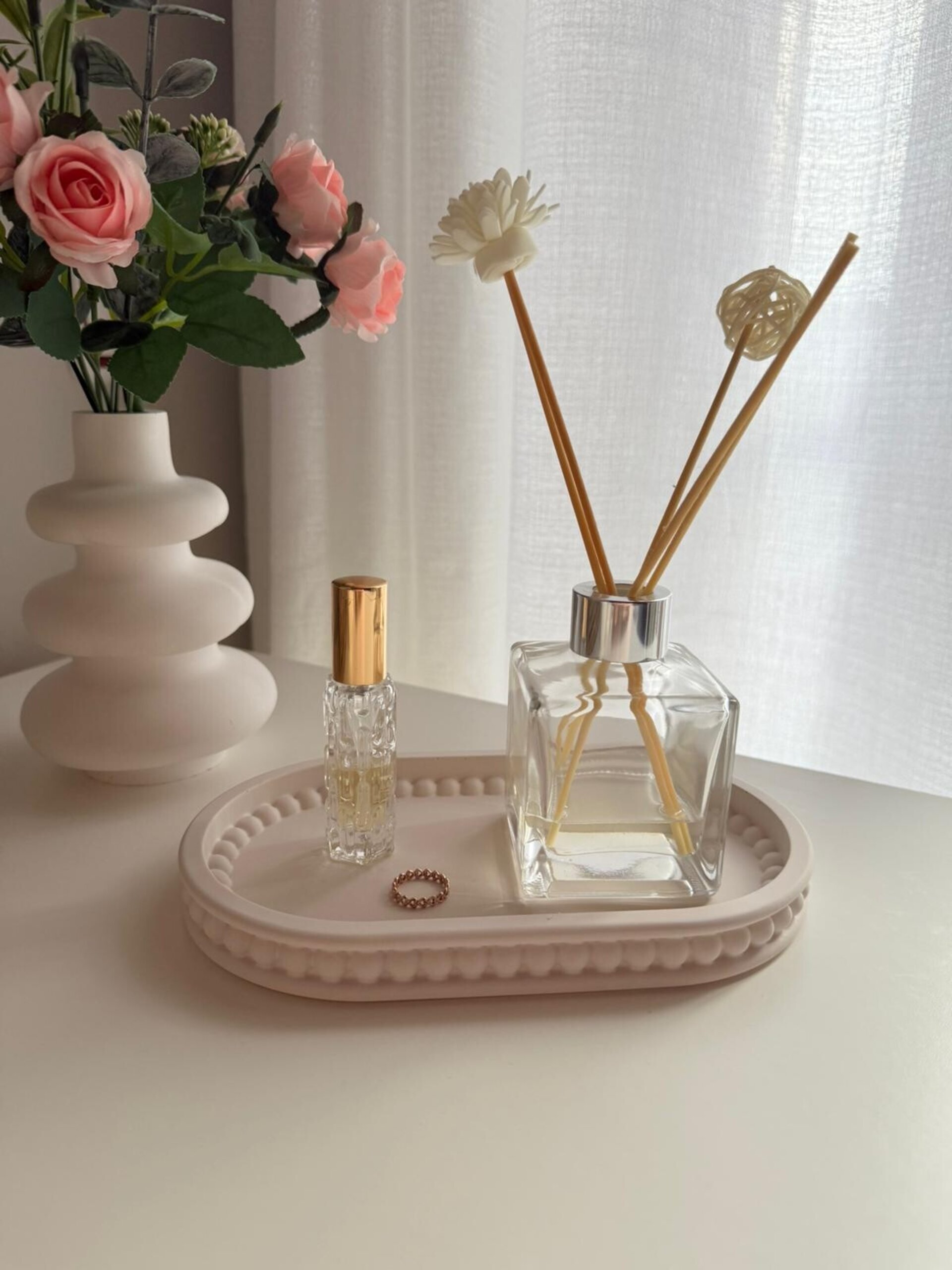 Bandeja Decorativa con Borde de Cuentas – Organizador Elegante y Versátil - 2