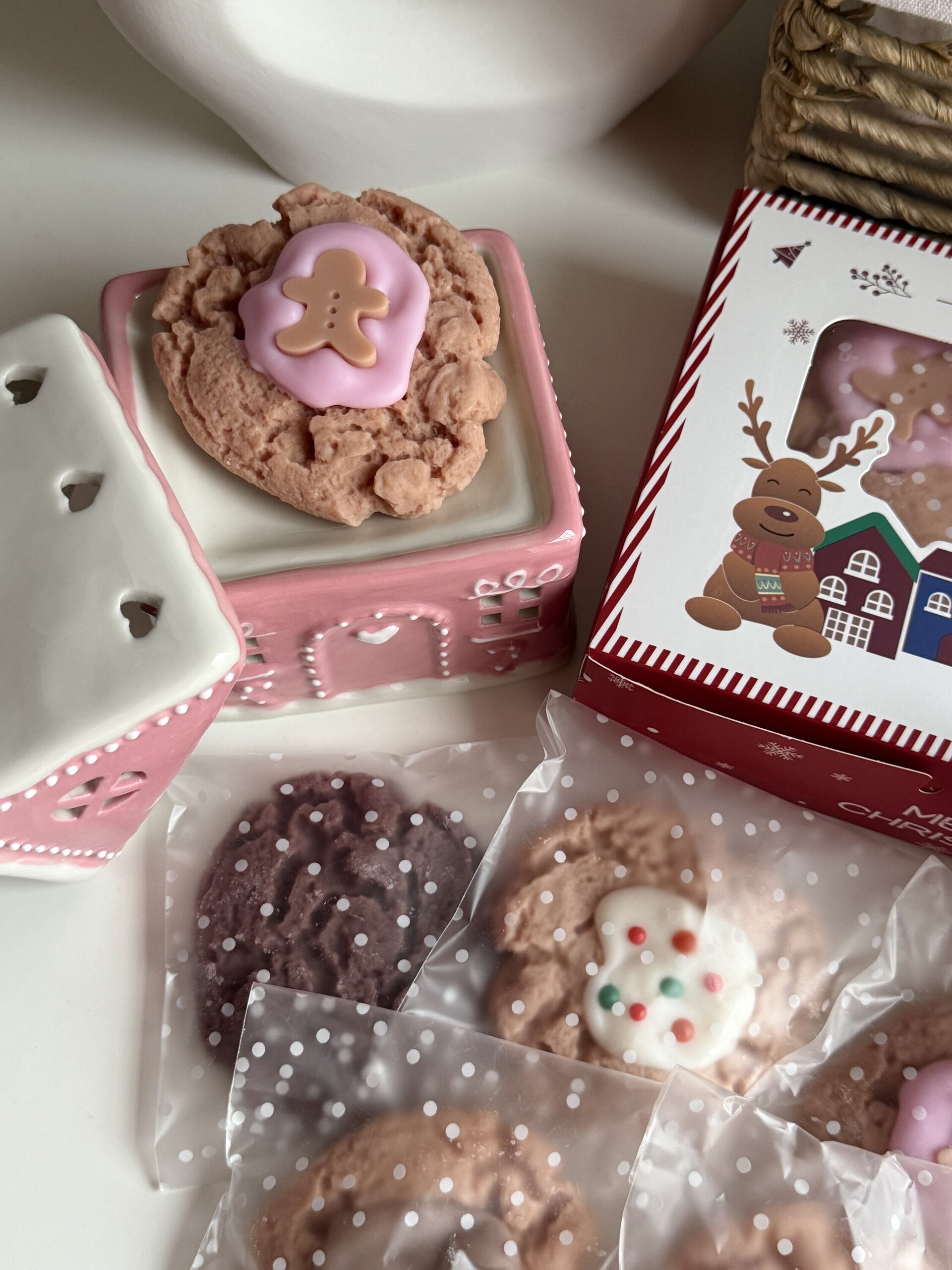 Cajas lote wax melts galleta + vela grande reno/árbol de Navidad - 2