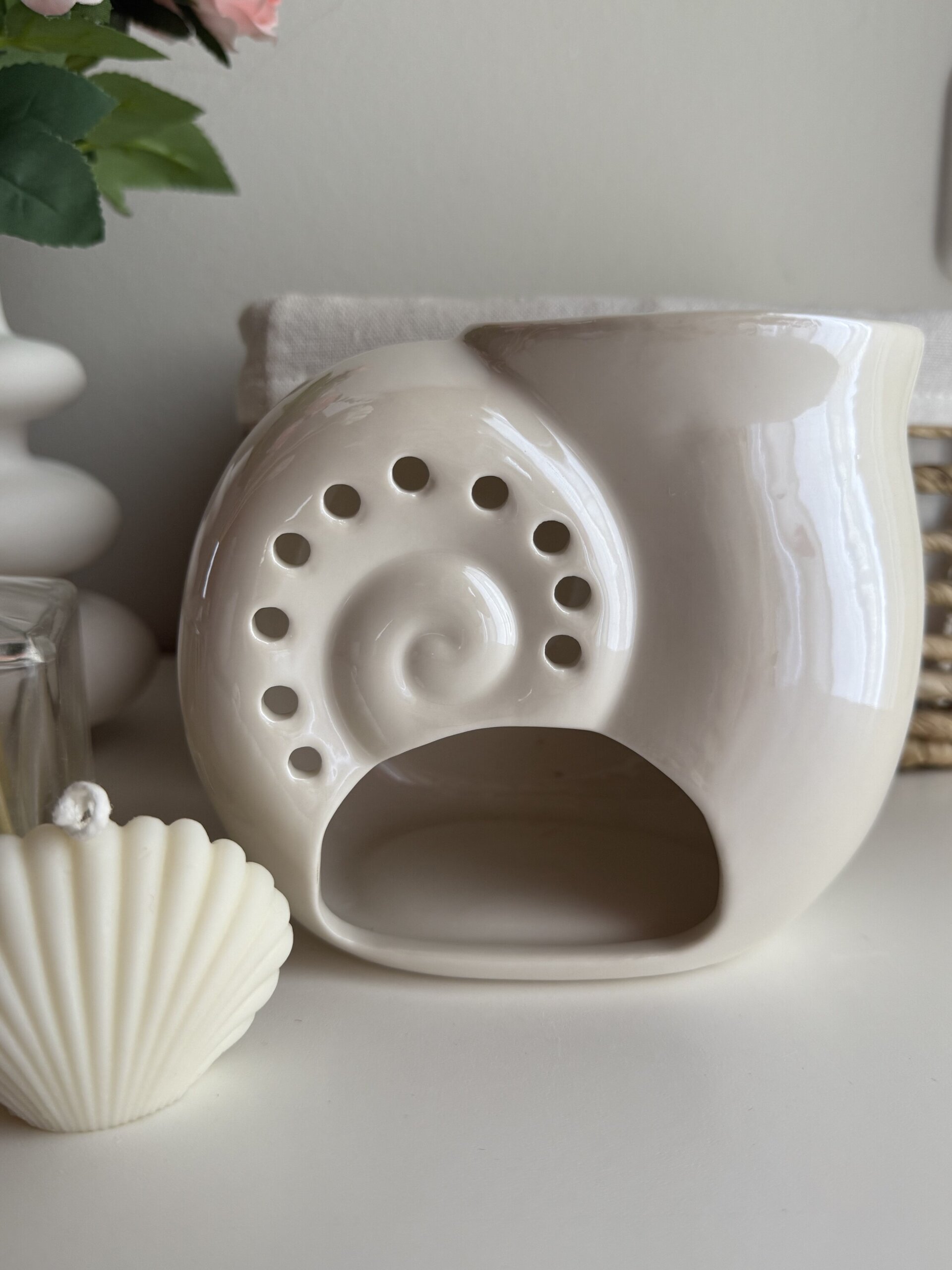 Quemador Concha Nacarada e iridiscente para Wax Melts | Cerámica Premium - 3