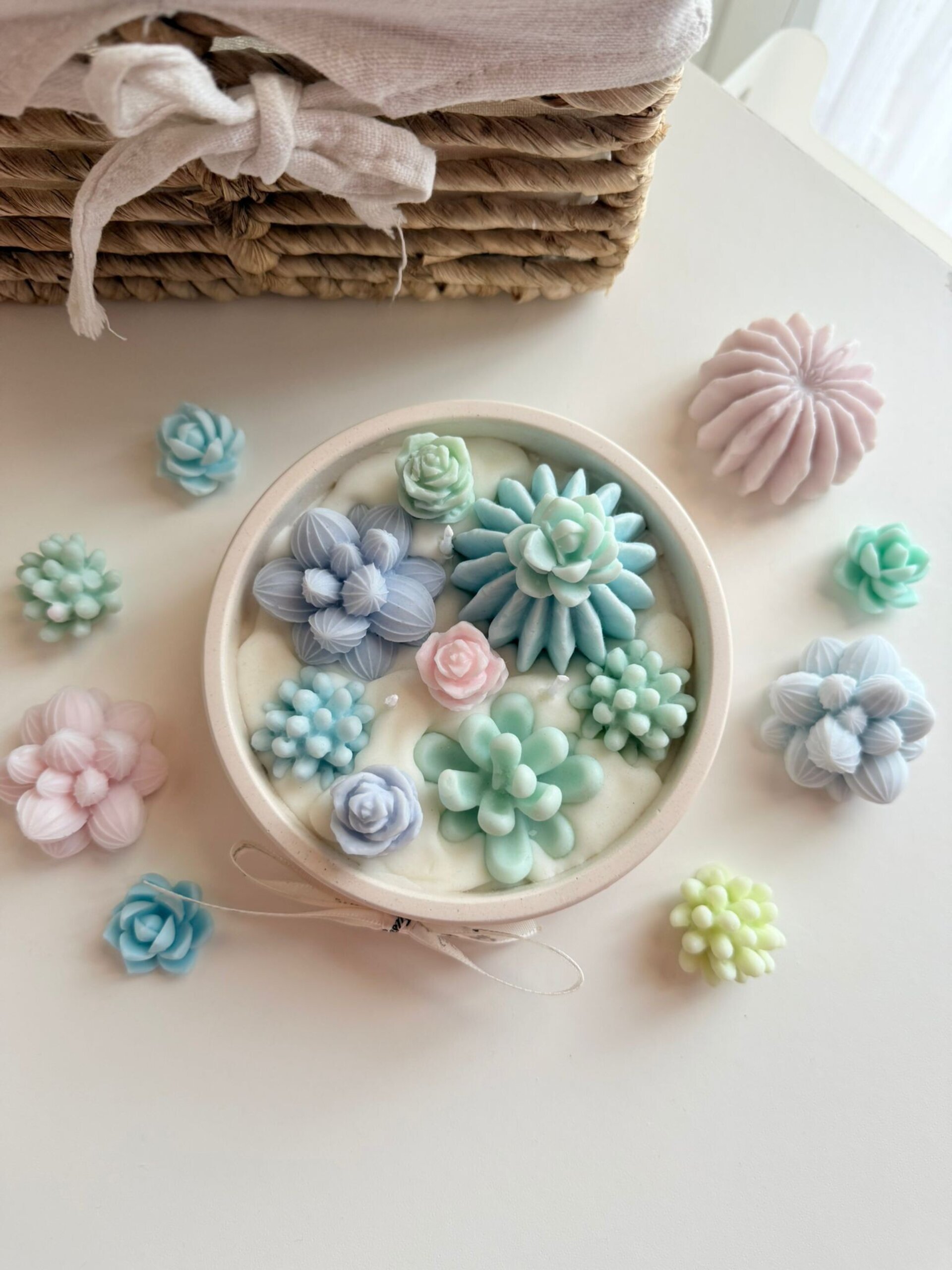 Vela Terrario en Tarro de Escayola – Tonos Pastel y Acabado Artesanal - 2